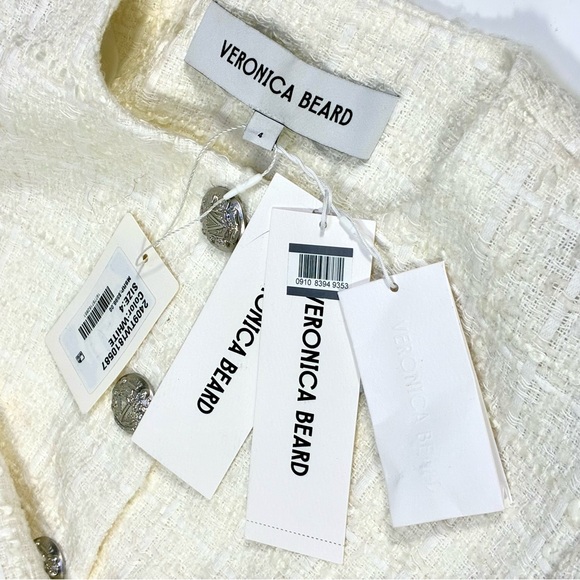 Veronica Beard Nathan Cotton Blend Tweed Jacket Blazer White 4 NWT - Picture 16 of 16